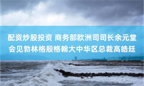 配资炒股投资 商务部欧洲司司长余元堂会见勃林格殷格翰大中华区总裁高皓廷